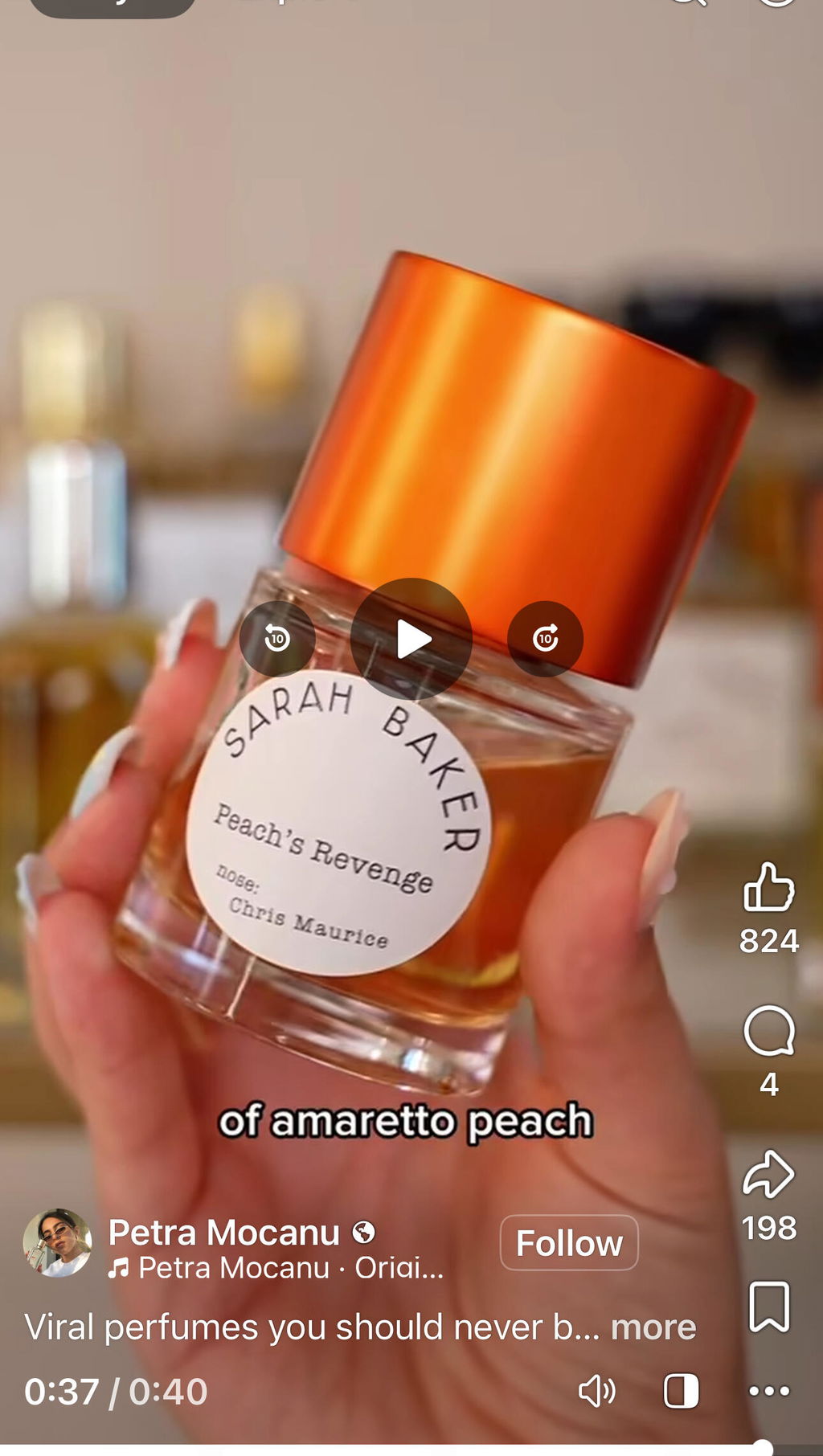 Sarah Baker Peach's Revenge extrait de parfum pêche juteuse